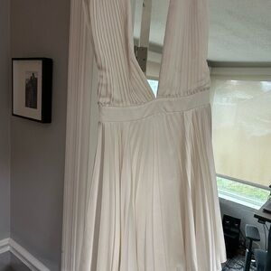 Abercrombie & Fitch Plunge Pleated White Mini Dress BRIDAL